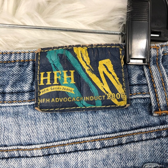 Denim Mini Distressed Skirt by HFH Advocacy Induct 2006 Orange Button SZ M - Picture 7 of 12